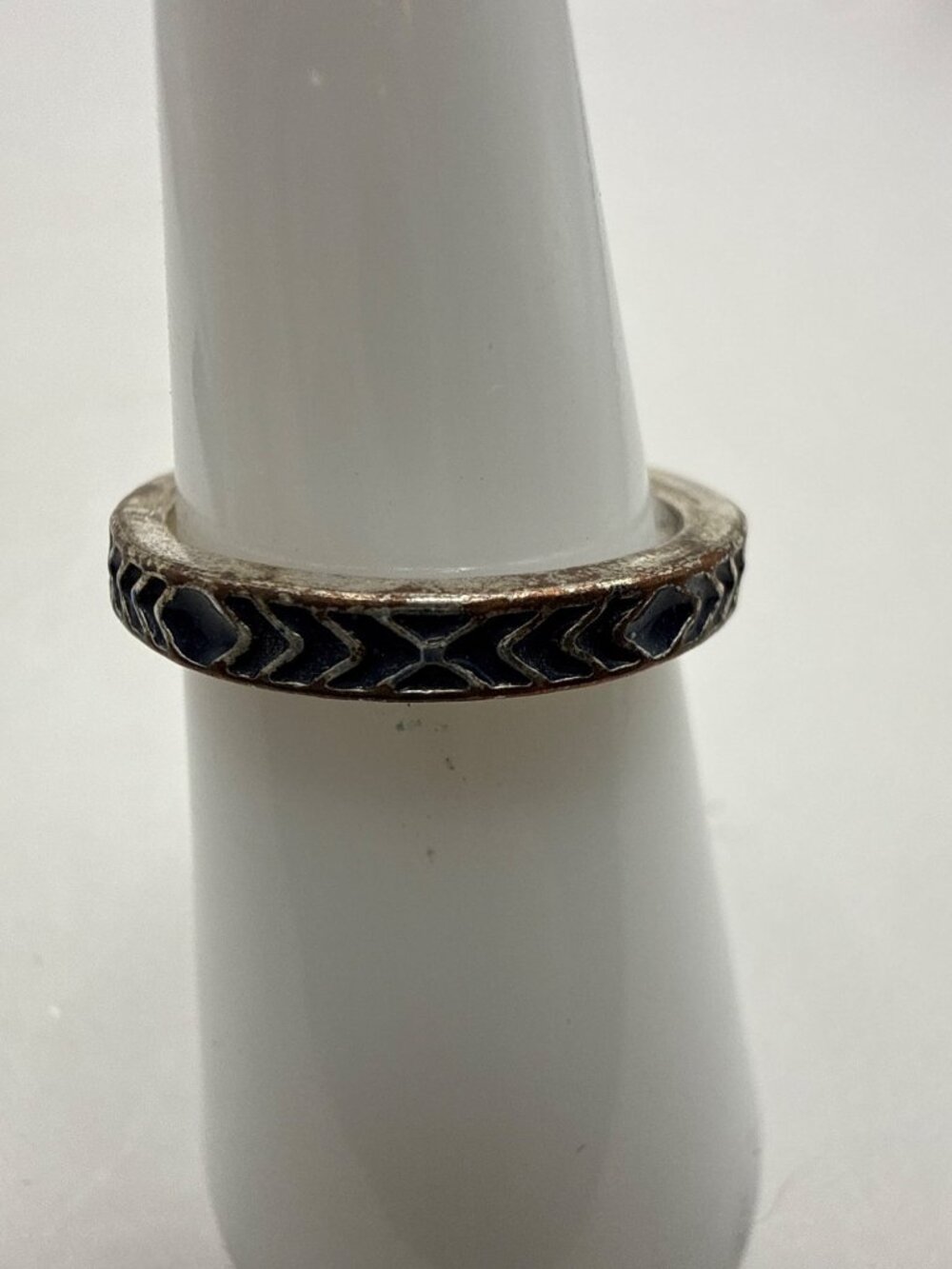 Vintage Silver Tone Chevron Geometric Tribal Stackable Band Ring
